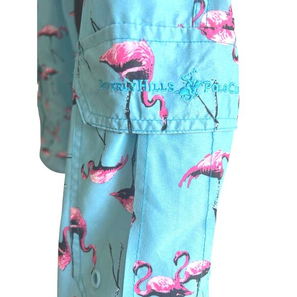 Beverly Hills Polo Club Flamingo Swim Trunks L Mesh Lined Tropical Beach Shorts - Picture 5 of 7